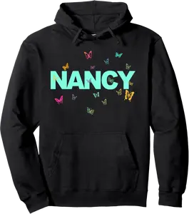 Nancy - Beautiful Name with colorful Butterflies Pullover Hoodie - Diamoniqu Shop 68B09GKS7D4C
