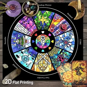 Undertale Tarot Card Stained Glass Altar Tablecloth Event Party Supplies for Spread Divination Rainbow Magic Astrology Spiritual Tarot Pad Stained Glass Square Gaming Tablecloth Party Games Activities