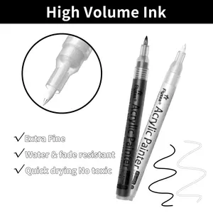 6-Piece Acrylic Marker Set, Valve Control System, 0.7mm Tip, Silver Color, Ideal for Canvas, Wood, Glass, DIY Crafts