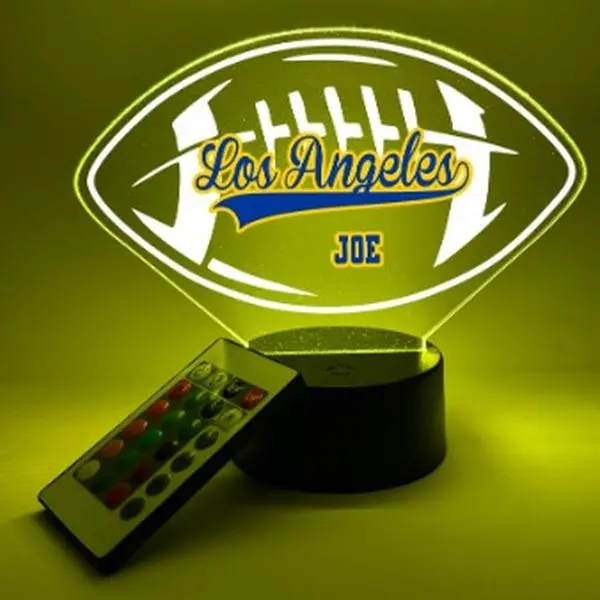 Los Angeles Football, UV Printed, Personalized, Multi-Color Light Up Acrylic Display, Desk, Den, Man cave, Room, Gift Décor, For Boyfriend, Girlfriend, Him, Her, Kid Friendly, Birthday, Anniversary, Christmas, Wedding, Favorite