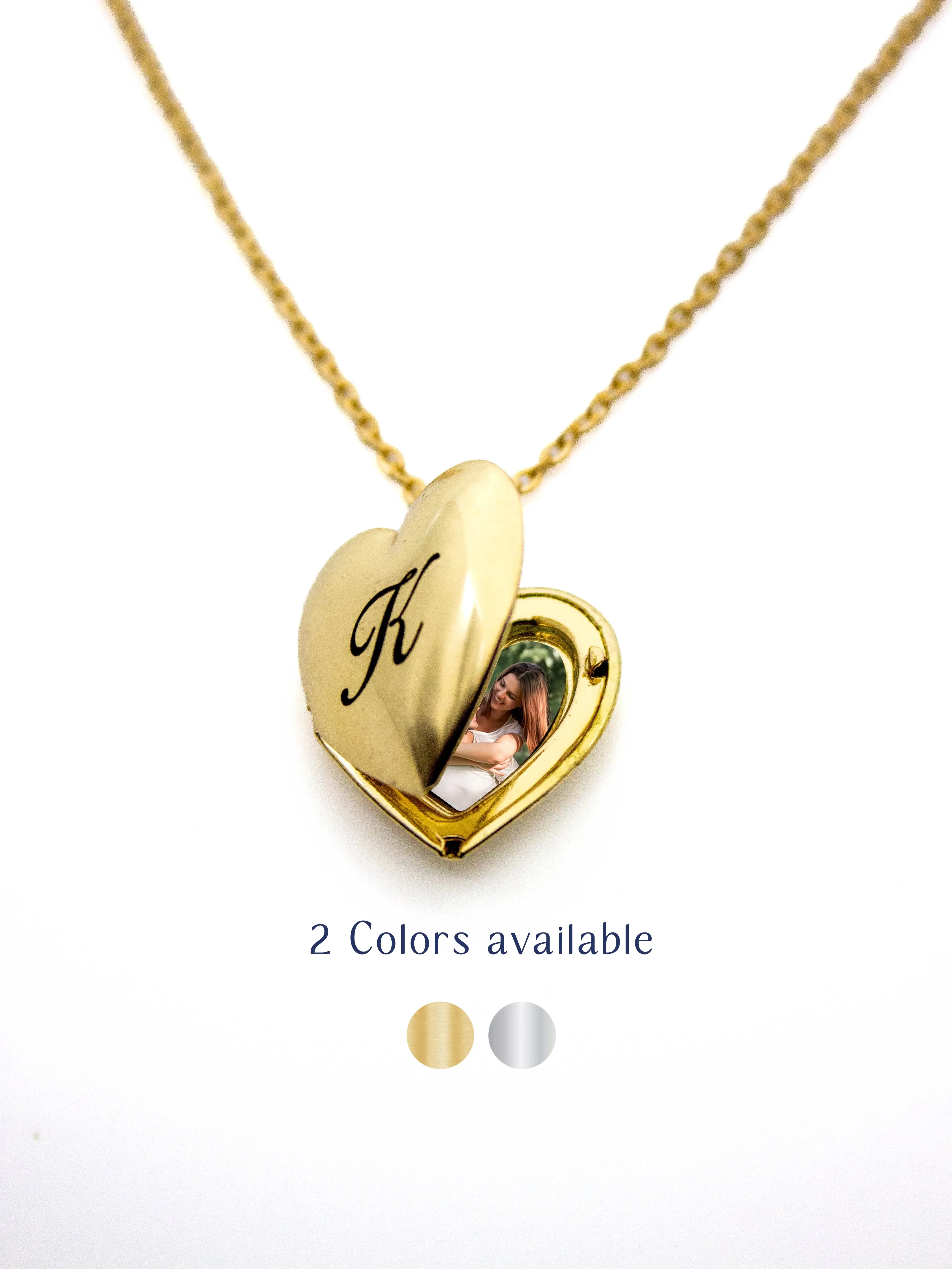 ENGRAVIA Heart Locket Necklace Photo Pendant Keepsake