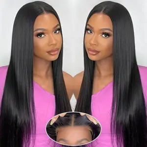Straight Human Hair Glueless Wigs Human Hair 5X5 Lace Front Wigs Pre Cut Straight 6x4 Glueless Lace Closure Wigs for Women 180% Density
