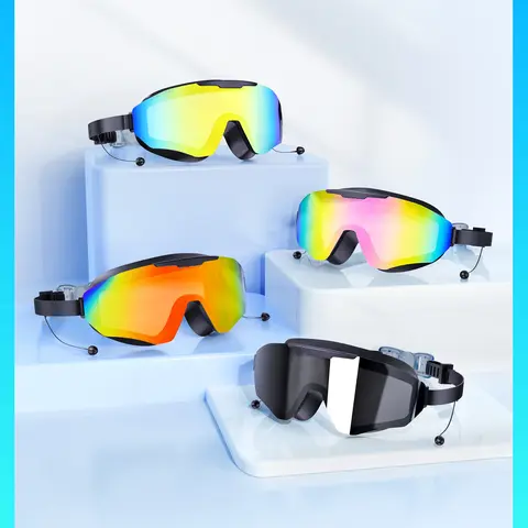 Viyawise Swim Goggles for Adults & Kids - Anti-Fog Full-Coverage, 3-Color UV Lens, Waterproof Earplugs & Nose Clip, Fit Outdoorfun