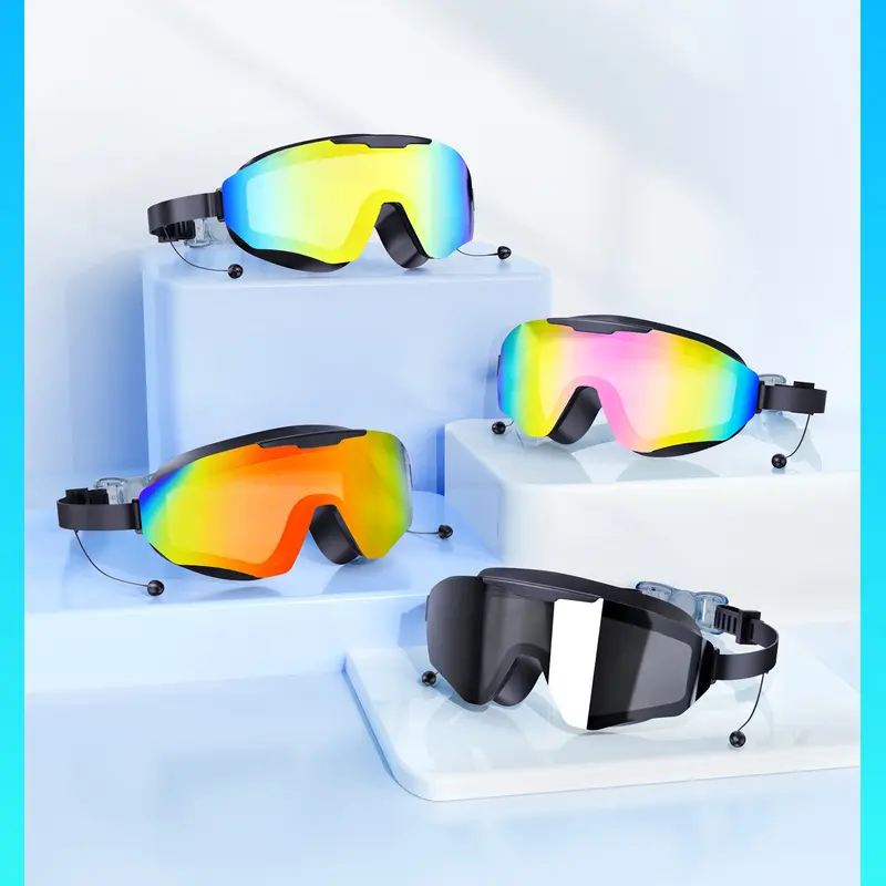 Viyawise Swim Goggles for Adults & Kids - Anti-Fog Full-Coverage, 3-Color UV Lens, Waterproof Earplugs & Nose Clip, Fit Outdoorfun