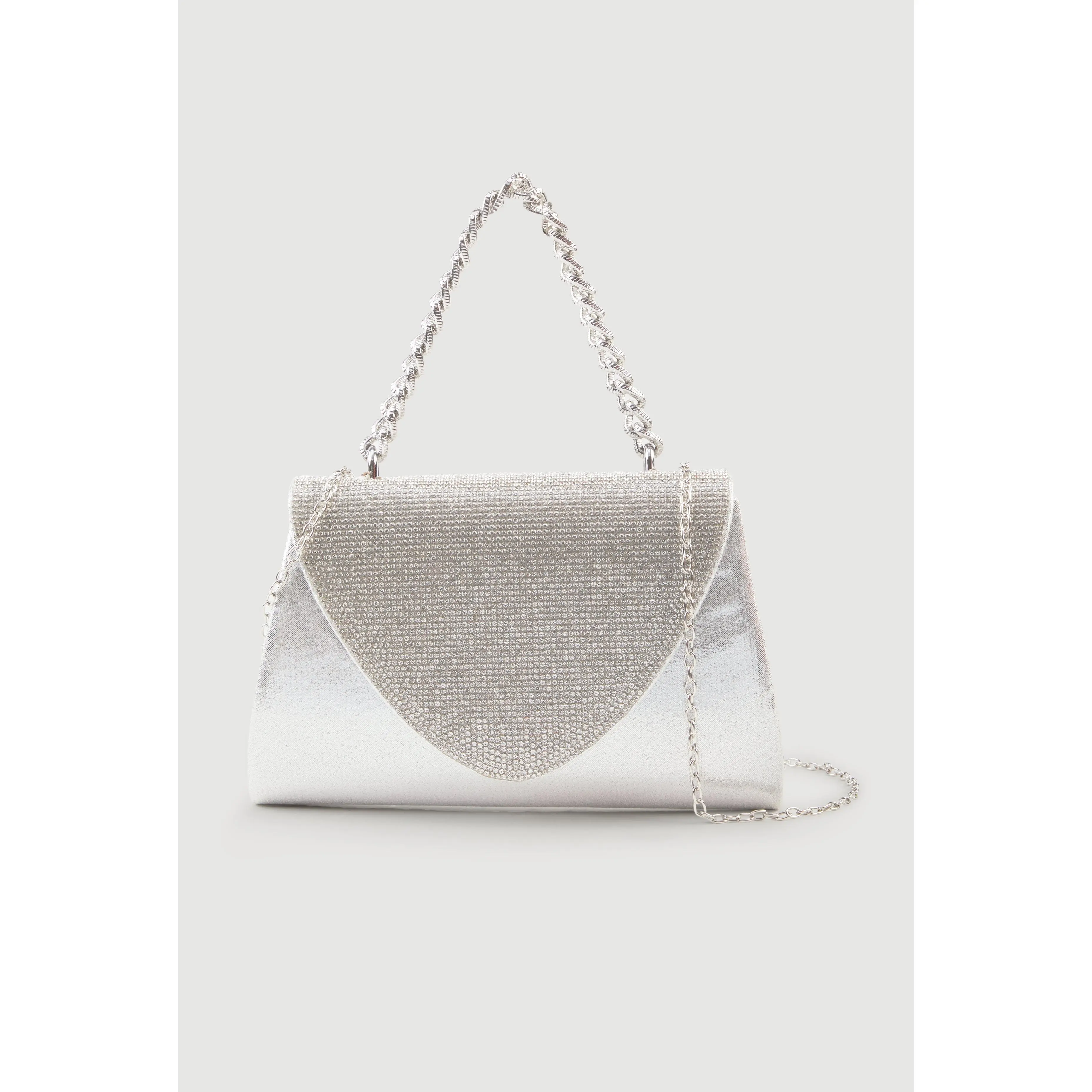 Rhinestone Flap Convertible Crossbody Handbag