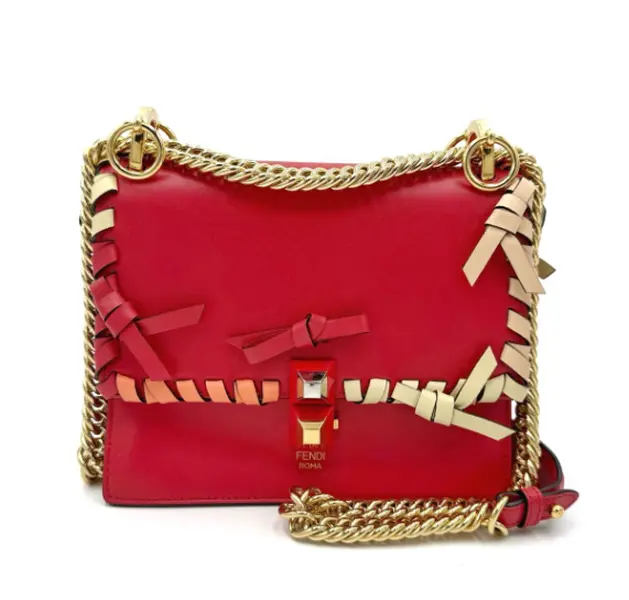 Pre-owned FENDI Leather Crossbody bags Kan I Mini Red Chain Shoulder Bag J8061708