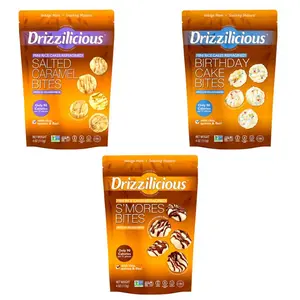Drizzilicious Mini Rice Cakes 3 Pack – Salted Caramel, Birthday Cake & S’mores | 4 oz Bags | Sweet Crispy Superfood Snack