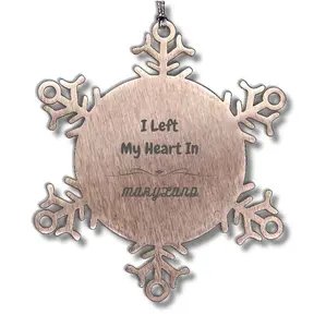 I Left My Heart In Maryland Gifts, Meaningful Maryland State for Friends, Men, Women. Snowflake Ornament for Maryland People