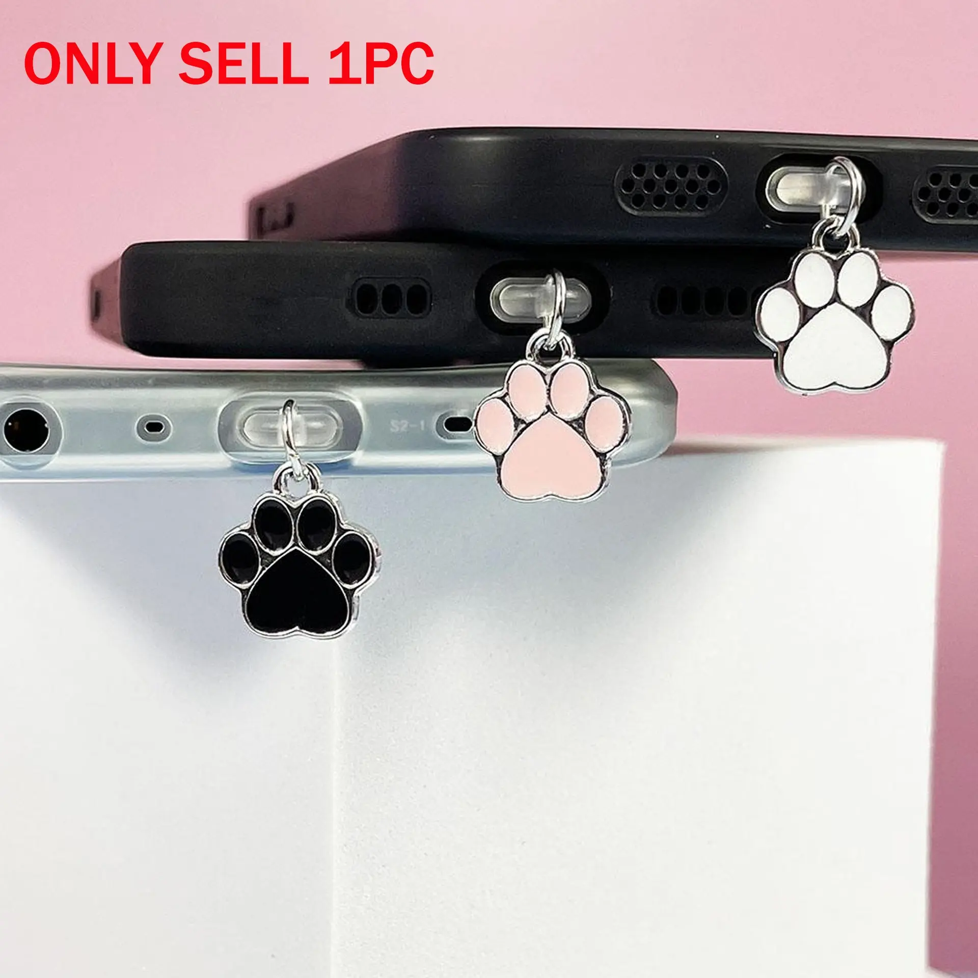 Cute Cat Paw Design Phone Dust Plug, 1 Count Phone Dust Plug Decoration, Phone Accessories for iPhone & Type-C Interface, Mobile Phone Accessories, Phone Charms, Cell Phone Charm, Cellphone Accessories