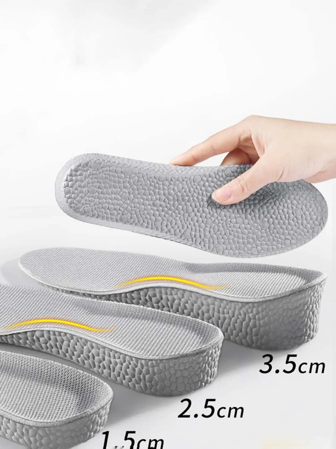 Height Increasing Insoles for Men & Women, Sweat Absorbing Arch Support, Shock Reduction, Odor Proof, Breathable Soft Bottom, Invisible Design, Height Maximizer, Soft Cushioned Insoles, Height Increase Insoles