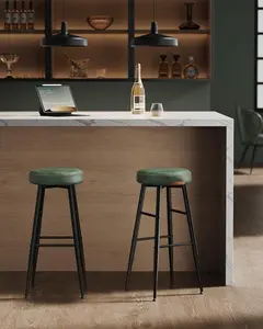 Bar Stools Set of 2, Bar Height Bar Stools, Kitchen Counter Stools, Mid-Century Modern Backless Counter Stools, 30-Inch Tall, Kitchen Island Home Bar, Forest Green