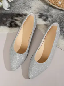 Gold/silver Color Sequined Pointed Toe Flat Shoes for Women, Glossy Finish, Slimming Design, Size 36-43, Elegant Style for Parties and Dates