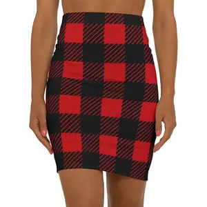 Vibe Expressions red and black plaid Women's Mini Skirt