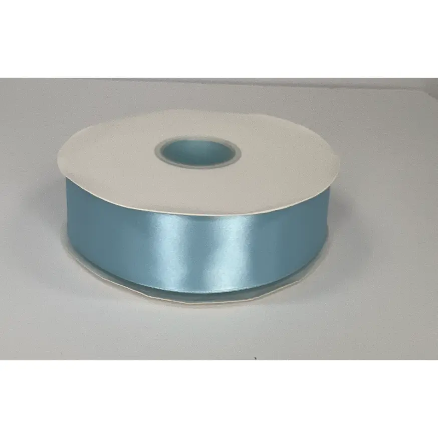 1 1/2" baby blue Ribbon single face Satin 100 Yds