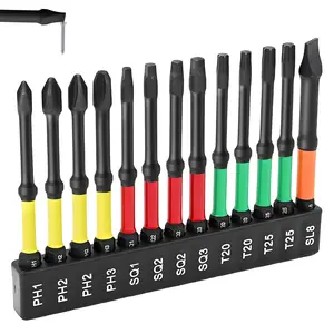 Hardware supplies Magnetic Screwdriver Drill Bit Set, 13Pcs Impact Driver Bit Set Including Phillips Screwdriver Bit Set S2 Alloy Steel Security Torx Screwdriver Set Square Drive Drill Bit Set for Electric Hand Tool