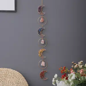Seven Chakra Home Hanging Decoration, Handmade Crystal Gravel Dreamcatcher Decoration, Living Room Garden Window Porch Decoration Hanging Decoration, Perfect Ideal Gift for Friends, Wall Hanging Ornament