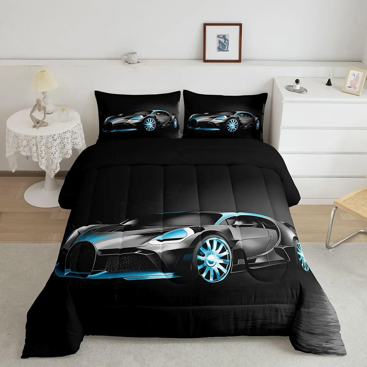 Sports Car Comforter Black Race Car Comforter Set Extreme Sports Theme Bedding Set Cool Speed Luxury Car Decor Quilt Set Bedding