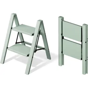 2 Step Ladder, Folding Step Stool for Adults,Step Ladder with Wide Anti-Slip Pedal,330 lbs Capacity for ,Office,Kitchen,Library(Green)