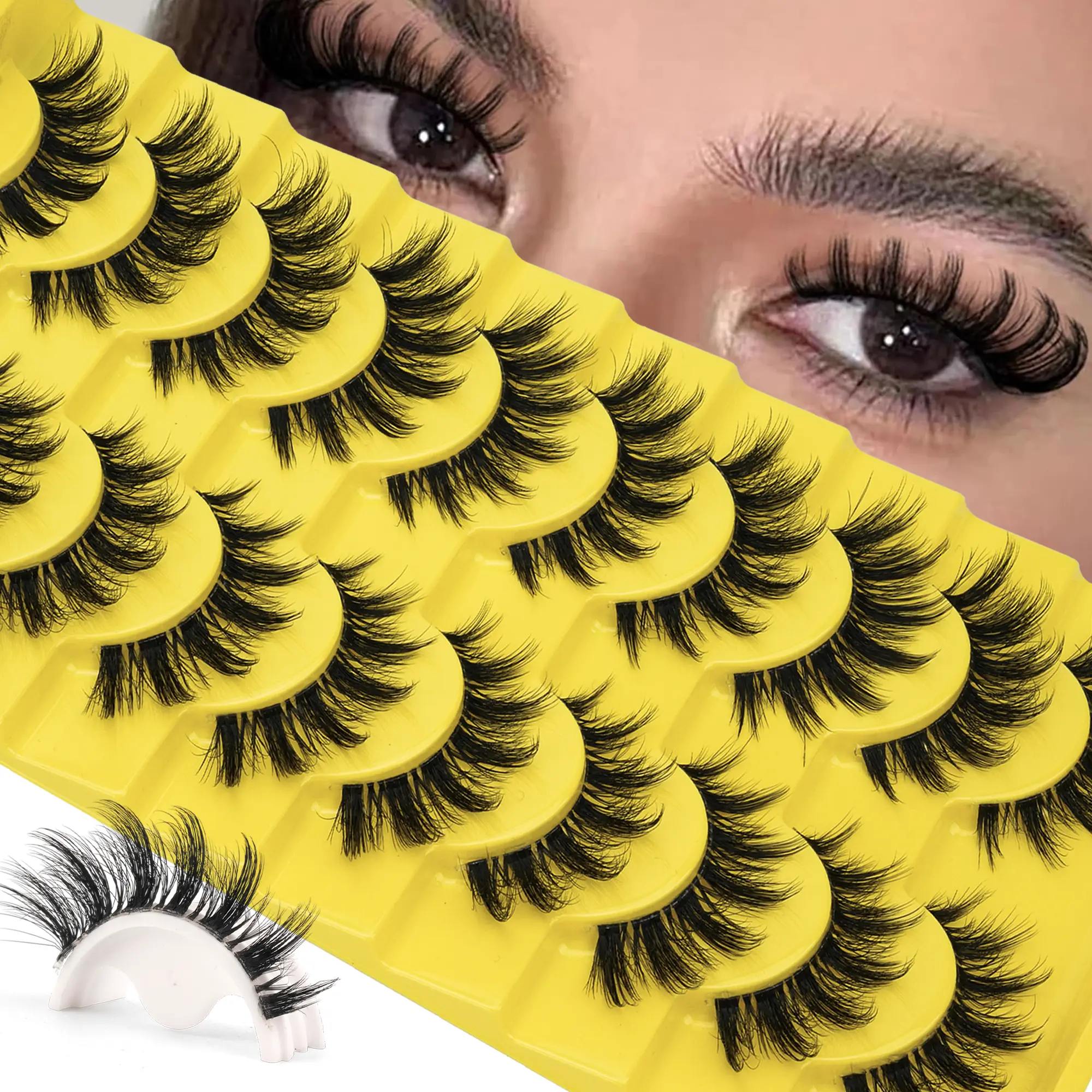 10 Pairs Of Clear Strip False Eyelashes, Delicate and Natural, Made Of Artificial Mink Fur, Clear Stripes, Naturally Thick and Curled, Soft, Comfortable and Easy to Wear.