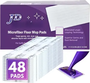 48 Pack  Microfiber Replacement Pads for  WetJet - Super Absorbent, Lint-Free, Durable-11"x5.5",  Fit  WetJet Mop - Safe on Hardwood, Tile, Vinyl