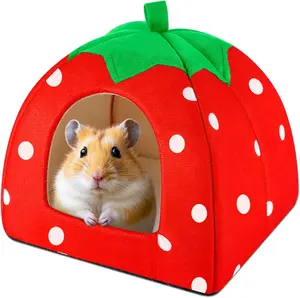 Guinea Pig Hideout for Small (Guinea Pig Bed with Warm Fleece, Washable Pet Cushions, Winter Sleeping Warmth)