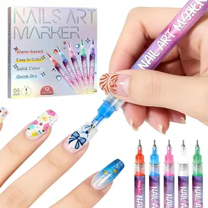 Holiday haul-New Year's gifts!12 Color Nail Doodle Pen for Nail DIY Arts Quick Drying Acrylic Painting & 3D Dot Embroidery mma acrylic nail - On Nails Quick Drying Dot Stitching Nail Art Pen for Home & Salon, Nail Care Cutics Manicure Polish Cosmetic