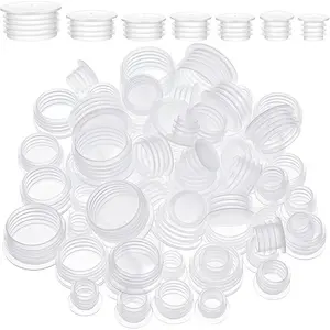 70 Pcs 7 Size Reusable Clear Plastic Salt and Pepper Shaker Stopper Plugs 9/11/13/15/17/19/24mm Replacement Round End Caps for Bottles