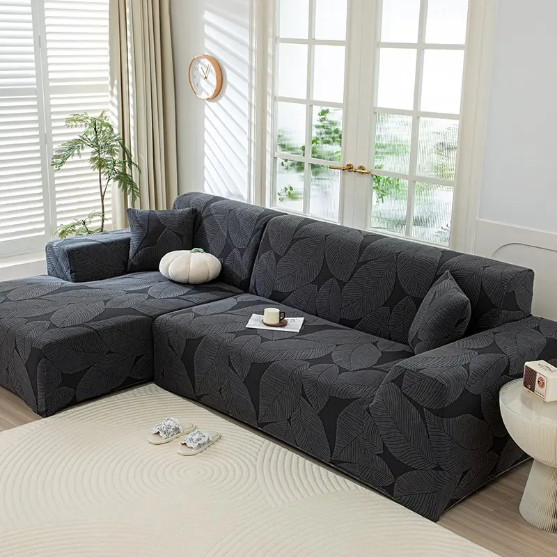 1pc solid color jacquard Dustproof Elastic Stretch Couch Cover, made of thick and stretchable fabric, soft and comfortable, suitable for living room, bedroom, study, durable with a stylish design, Stretch Sofa Cover