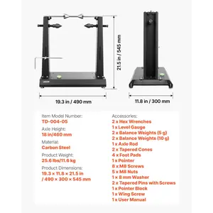 VEVOR Motorcycle Wheel Balancer, 88.2 lbs Capacity, Tire Balancer Truing Stand with Adjustable Centering Cones and Truing Pointer, Balancing Tools for Most Motorcycles Bicycles, 35-Inch Wheel Dia