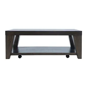 Modern Contemporary 50" Coffee Table with Storage Shelf and Hidden Casters