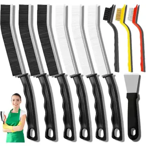 10Pcs Crevice Cleaning Brush Set with Scraper, Hard Bristle Cleaning Supplies For Kitchen,Bathroom,Corner,Sink,Cup,Teapot,Bottle