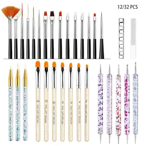 ✨ Essential Brush Tool Set for Nail Art Beginners | Multi-Set Includes Painting/Carving/Liner/Dotting Pens, Brush Stand & Buffing Block | Ideal for Nail Salon or Home DIY | Nail Art Kit