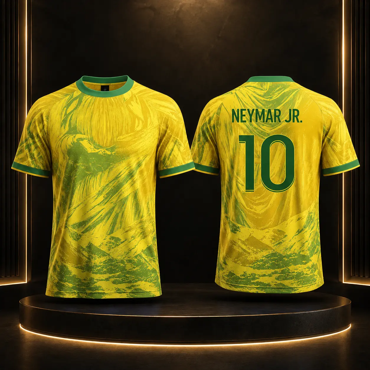 Neymar Jr. 10 Yellow Green Soccer Jersey