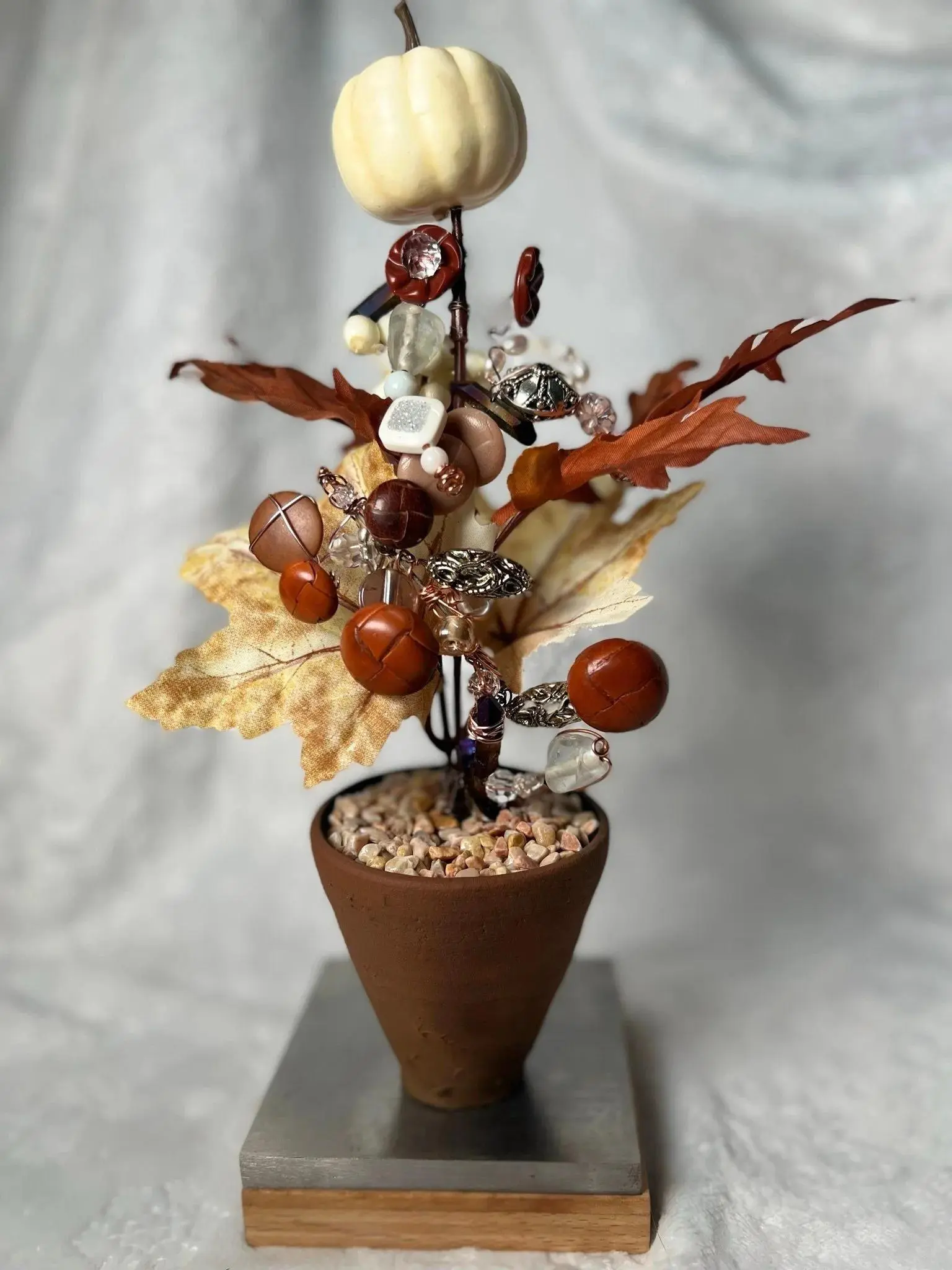 Blissful Button Tree 24 / Button Flower Bouquet / Faux Potted Plant / Home Decor / Artificial Flowers