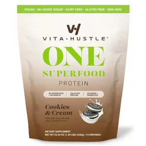 VitaHustle Protein Superfood - Cookies & Cream | Plant-Based Shake with  Probiotics, Greens, Antioxidants, Adaptogens, HSA/FSA Eligible