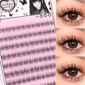 False eyelashes without glue - Natural appearance eyelash extension technique, 1 box of reusable self-grafted curly eyelashes, Individual False Eyelash, eye makeup enhanced false eyelashes, suitable for women and girls, cosmetics