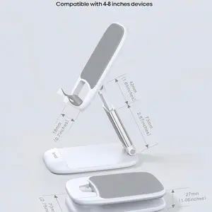 Traveling Beasts Lamicall Foldable Phone Stand for Desk - Height Adjustable Cell Phone Holder Portable Cellphone Cradle Desktop Dock for iPhone 13 Pro Max Mini, 12 11 XR X 8 7 6 Plus SE, 4-8'' Smartphone - White