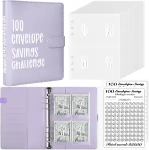 100 Envelope Challenge Budget Planner $5,050 Money Saving Cash Challenge Book US PURPLE