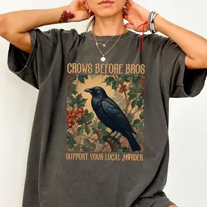 Vintage Crows Before Bros Shirt, Support Your Local Murder, Feminist Women Shirt, Vintage Raven Shirt, Gift for Women, Casual Top Unisex Crewneck