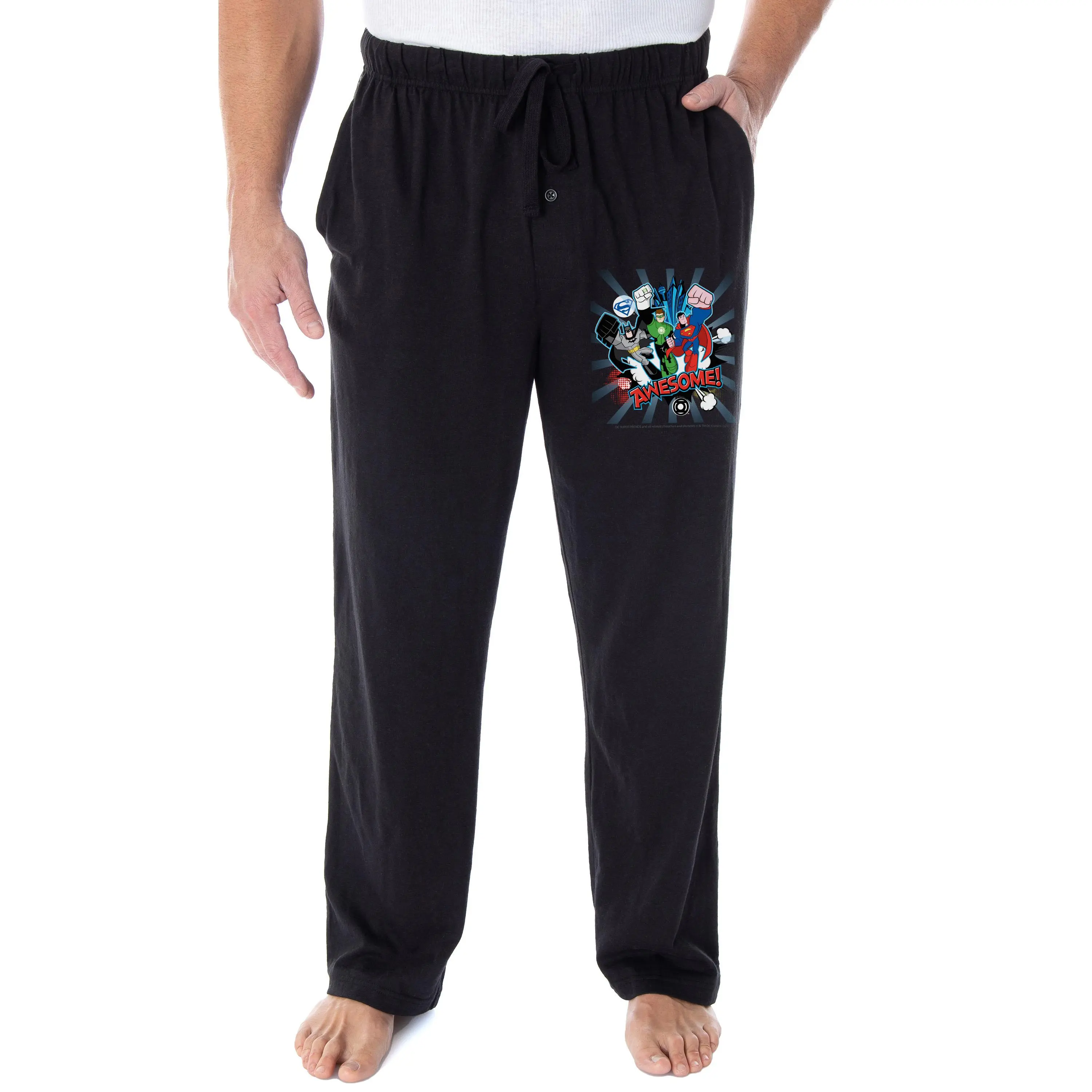 DC Mens' Justice League Batman Superman Green Lantern Sleep Pajama Pants, Superhero, Fabric
