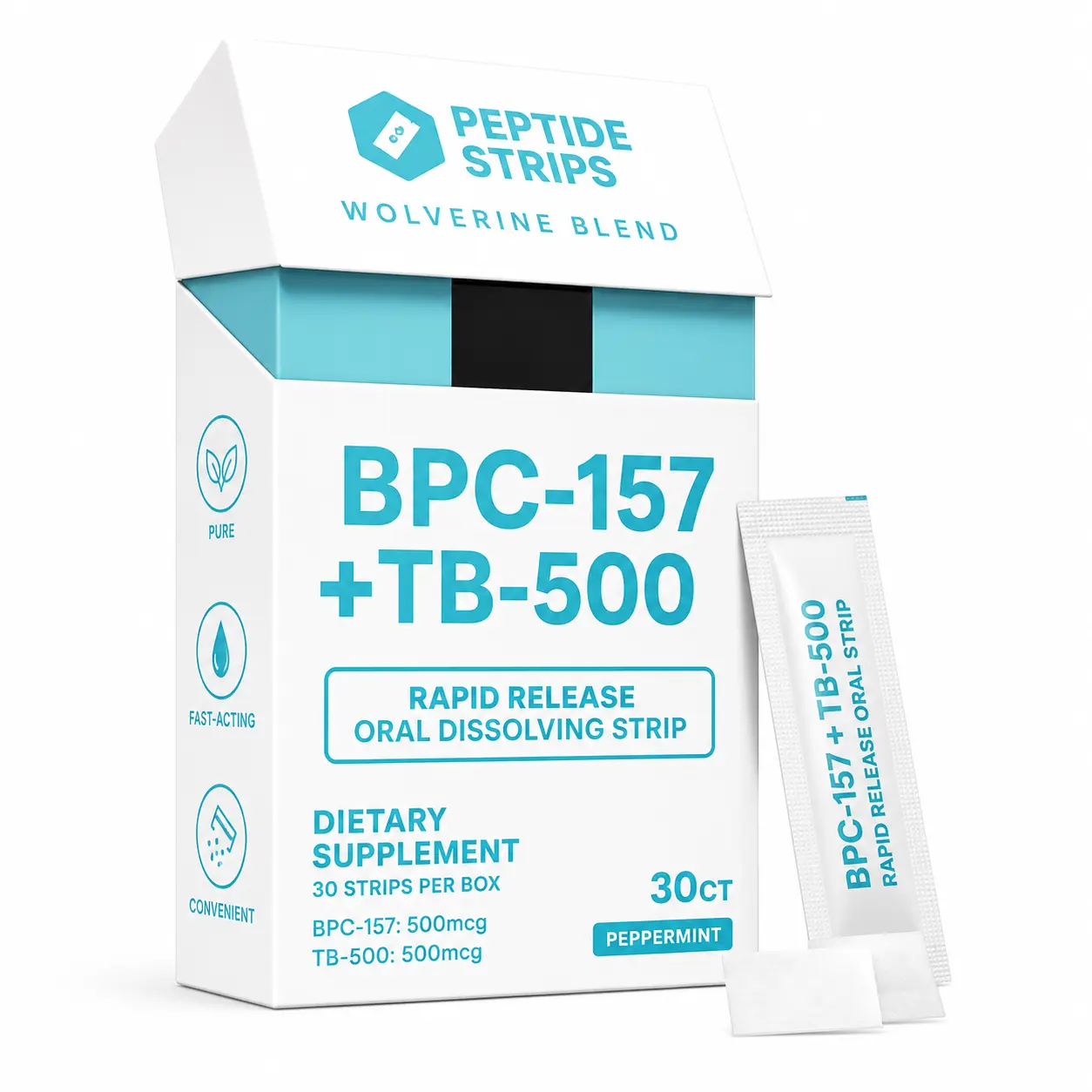 Peptide Strips BPC-157 + TB-500 Sublingual Rapid Release Dissolving Strips | 30 Count