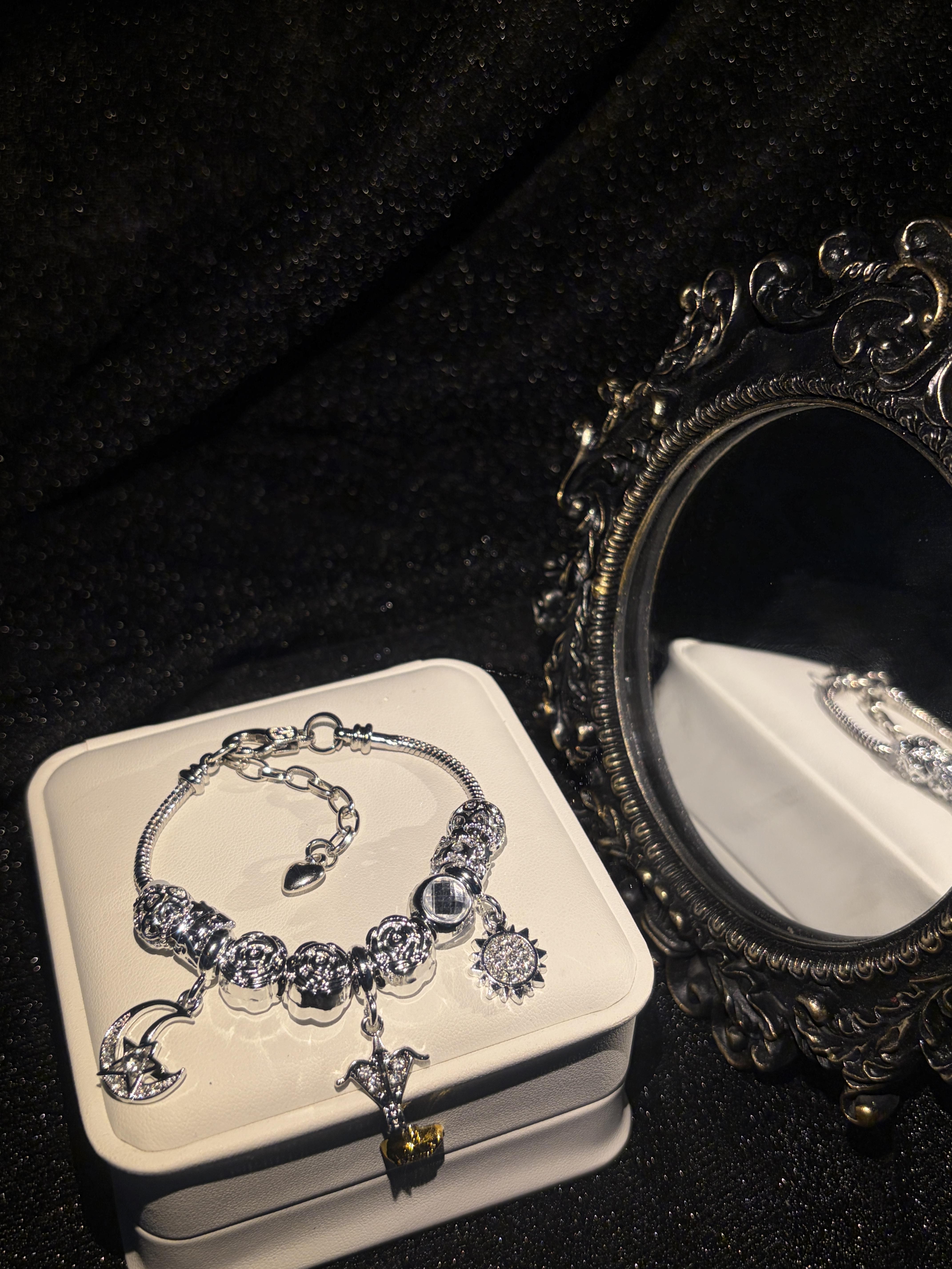 Stunning Silver‑Tone Sun Moon Zodiac Charm Bracelet Crystal Inlaid Constellation Pendant Bracelet Fashion Women Jewelry Birthday Gift Stunning Silver‑Tone Sun Moon Zodiac Charm Bracelet Crystal Inlaid Constellation Pendant Bracelet Fashion Women Jewelry Birthday Gift