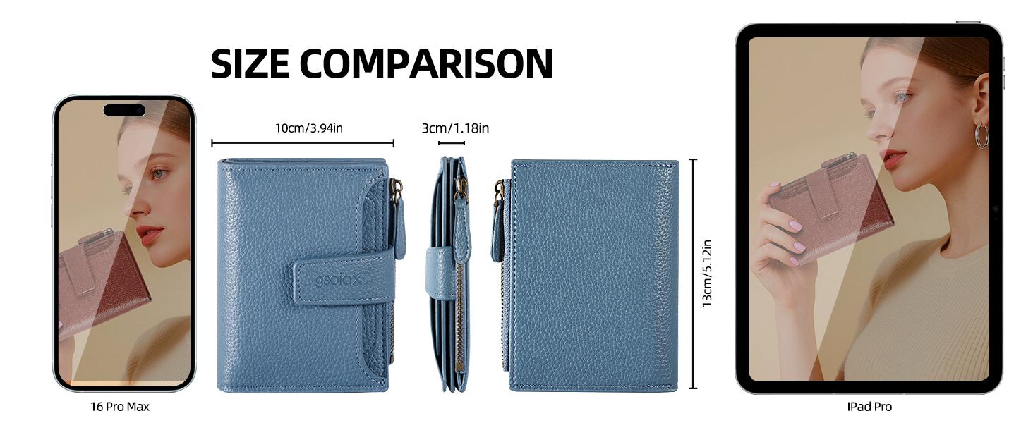 GSOIAX Women RFID Credit Card Holder. Made of genuine leather with a coin pocket, it's perfect for daily use, school,  thoughtful gift for Mother's Day or Girlfriend.