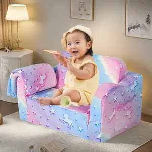 Compression Modular Kids Sofa, Niccae Perfect Sleeper Extra Convertible Sofa to Lounger, Comfy 2-in-1 Flip Open Couch Sleeper for Kids Pink Small Sofa