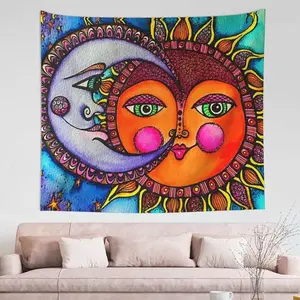 Tapestry  Tapestry Sun and Moon Celestial Hippie Art Tapestry Wall Hanging Home Decorations Wall Blanket Decor for Living Room Bedroom Dorm. Multiple sizes are available for selection.