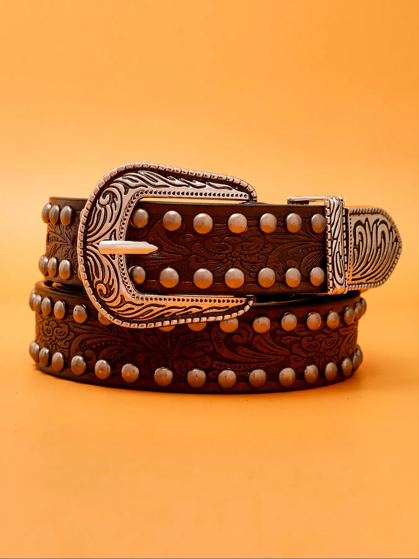 1 pc Women's Punk Style Cowgirl Belt, Metal Rivet Design, Vintage Alloy Buckle, Suitable for All Seasons, Perfect Gift for Girlfriend