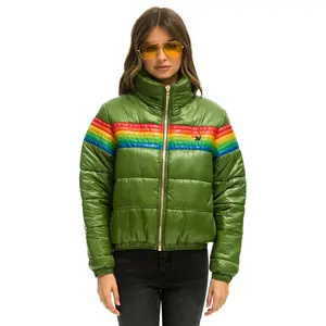 6 STRIPE LUXE APRES PUFFER JACKET - GLOSSY GARDEN GREEN