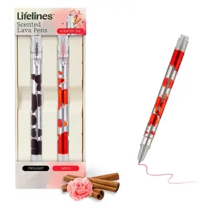 2-Pack Groovy Hypnotic Scented Lava Pen Set, Black/Red, Aesthetic Colored Ink Unique Doodle Drawing Pens, Cinnamon & Ylang-Ylang Fragrance, Office Writing & Correction Tools, Aesthetic Pens, Colored Ink Pens