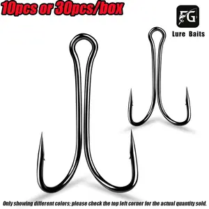 High Carbon Steel Fishing Hooks Set, Fishing Tackle, Fishing Gear Accessories, Sharp Point, Rust-Resistant, Includes Treble Hooks, Ideal for Sea Fishing, 10 or 30 Pieces Per Box