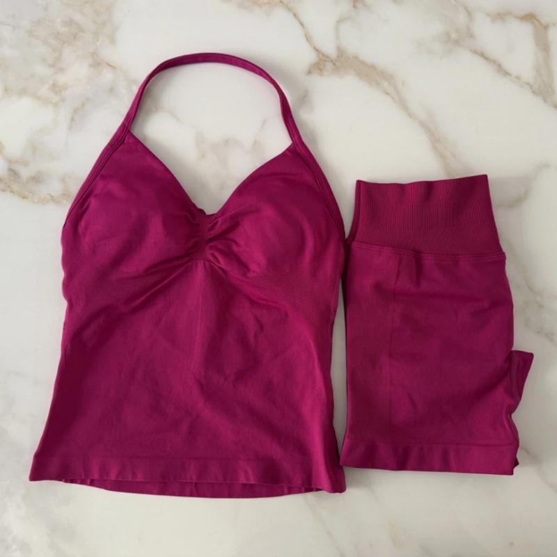 LANDAMCO women Impact Gym 2pcs Longline Strappy Top Workout Vest Scrunch Shorts Sports Suit Fitness Clothes Seamless Yoga pickles and pins set eco friendly activewear cotton tank bra Traditional Embroidered Muslim Robe wrinkle-free shirt Halter